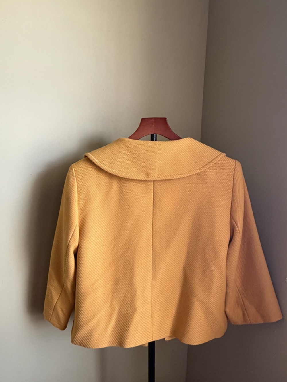 Laura Petites Cropped Peacoat Jacket in Mustard - Picture 4 of 12